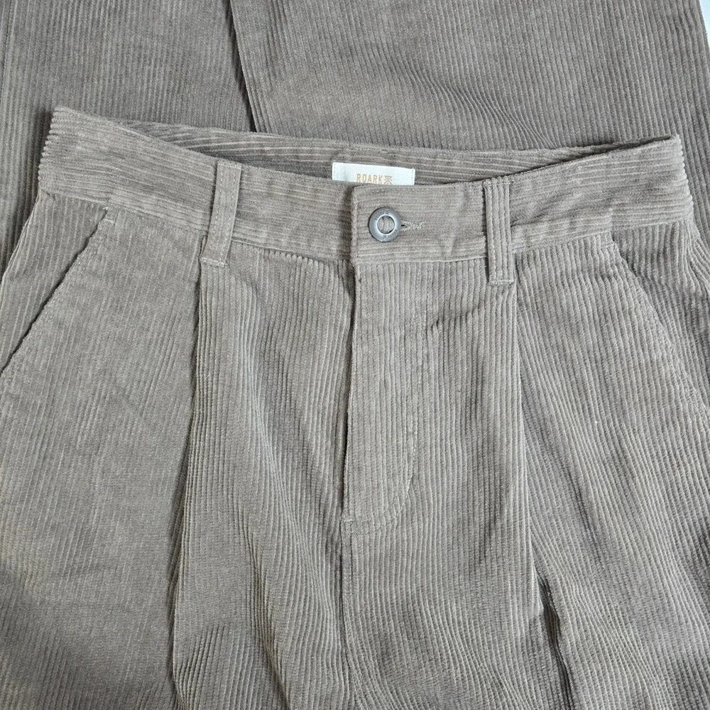 Roark Charter Corduroy‎ Pleated Pants Boot Cut High Rise Taupe Size 25